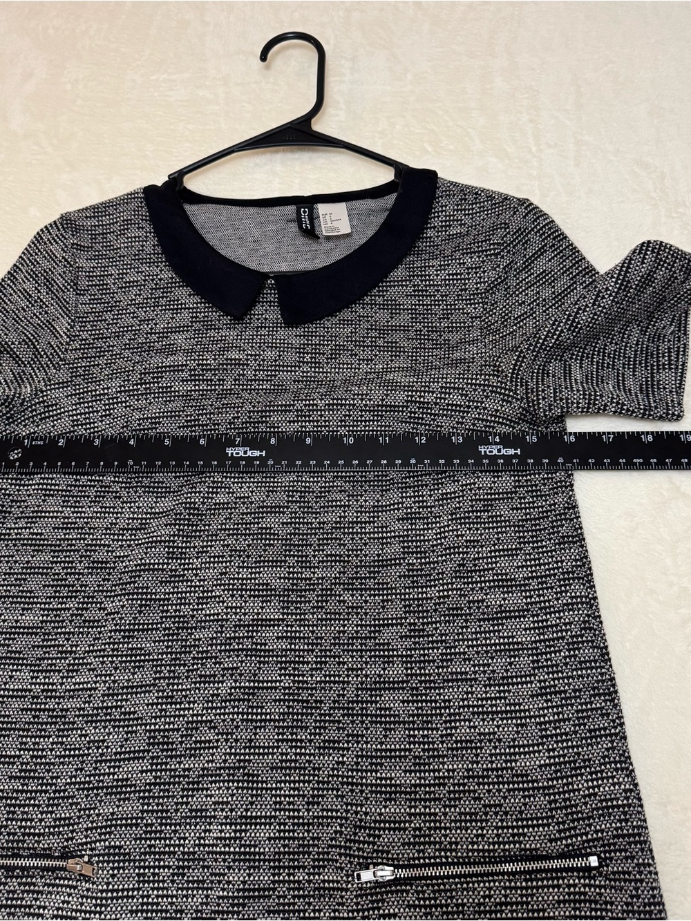 Divided By H&M Dress Womens Size 6 Black White Short Sleeve Pockets Stretch - Picture 3 of 8